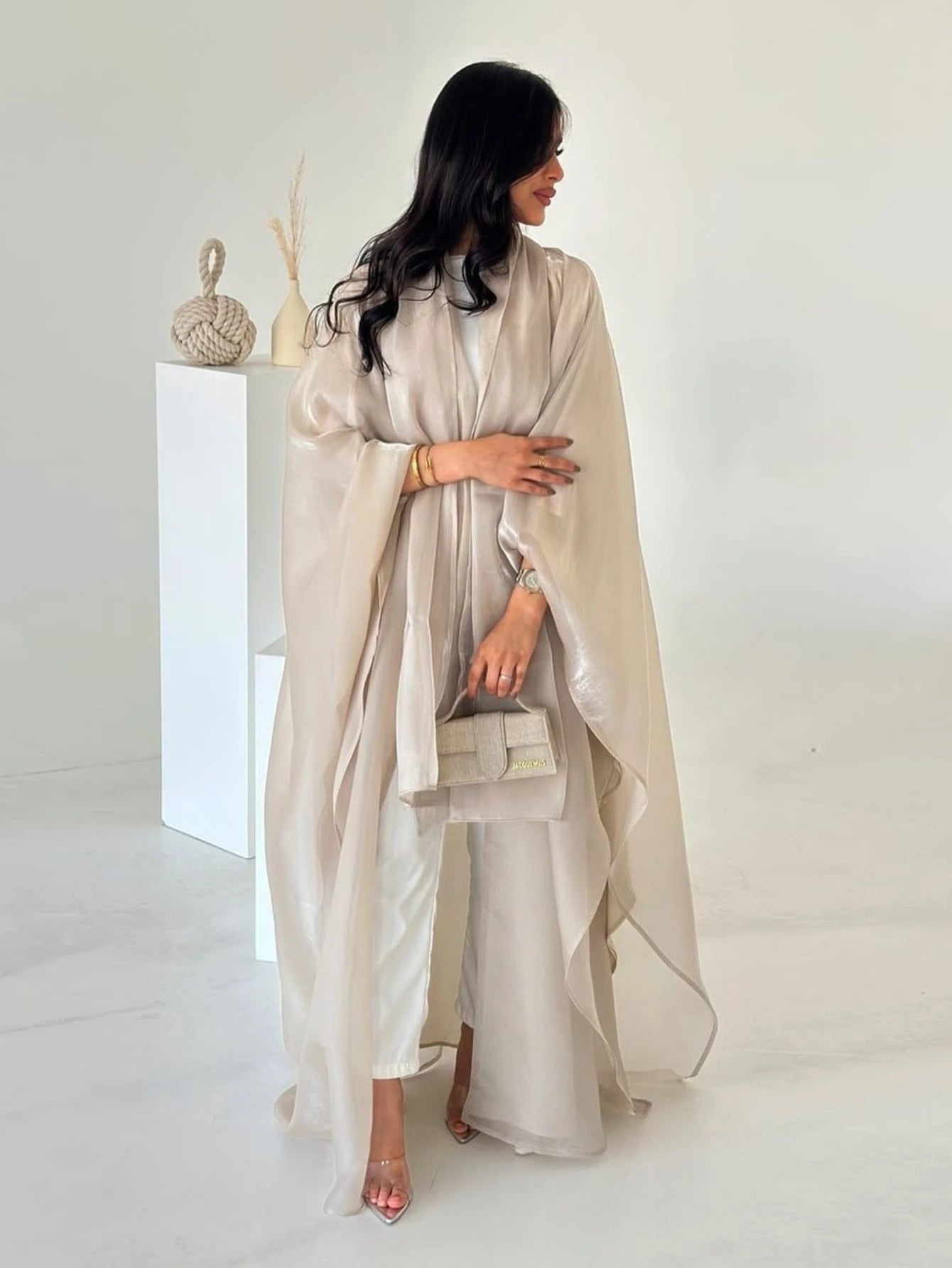 Women Silky Abaya with Scarf