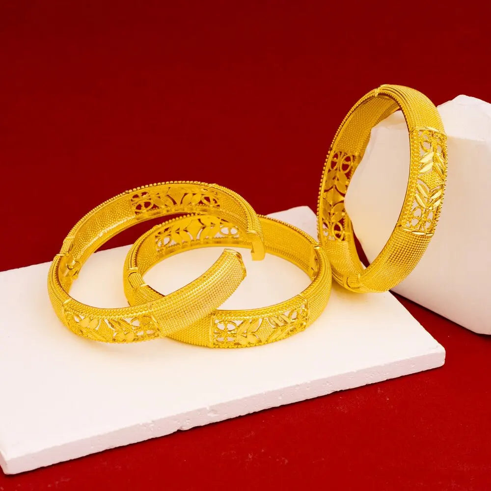24K Gold Hollow Ethnic Bangle
