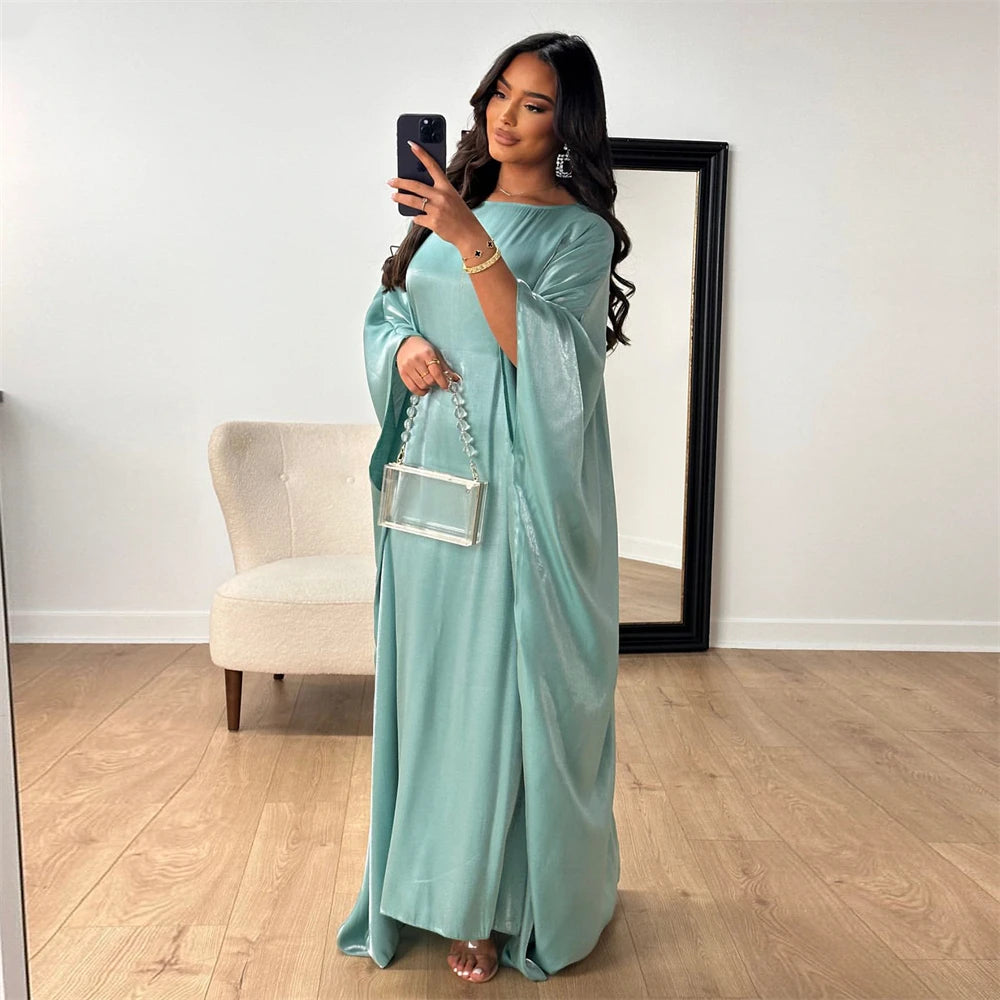 Women’s Summer Satin Butterfly Abaya Dress