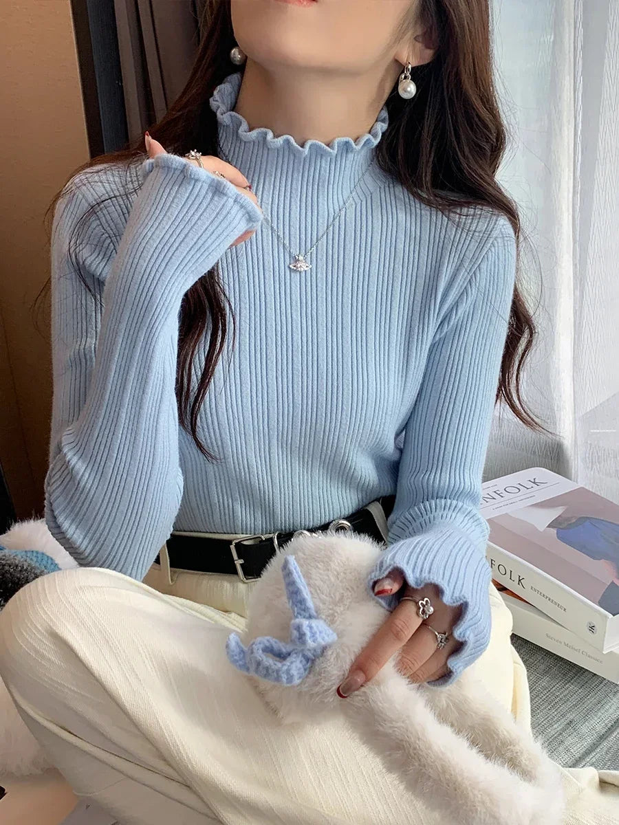 Ruched Turtleneck Sweater