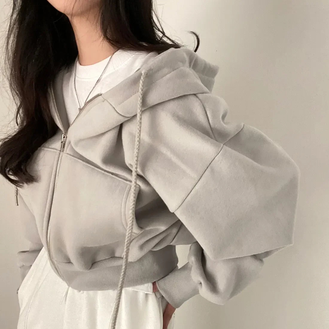 Zip Up Cropped Hoodie
