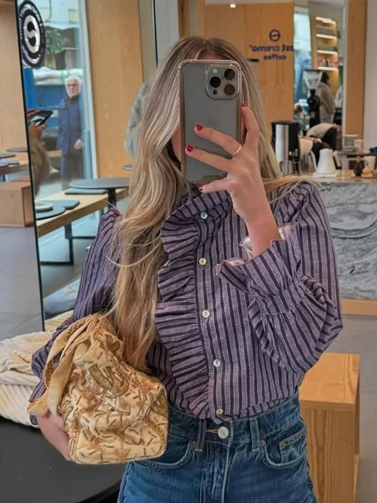Purple Striped Blouse