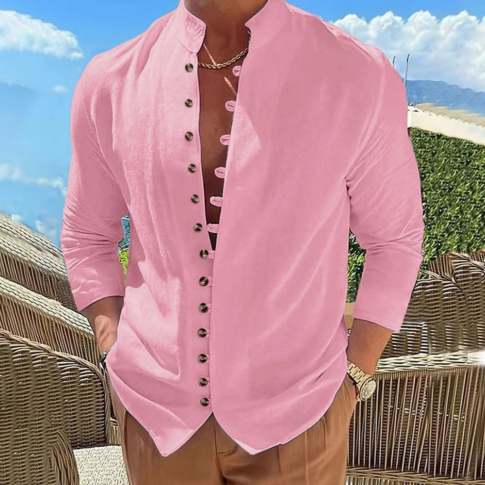 Best-Selling Men’s Cotton Linen Long-Sleeve Casual Shirt