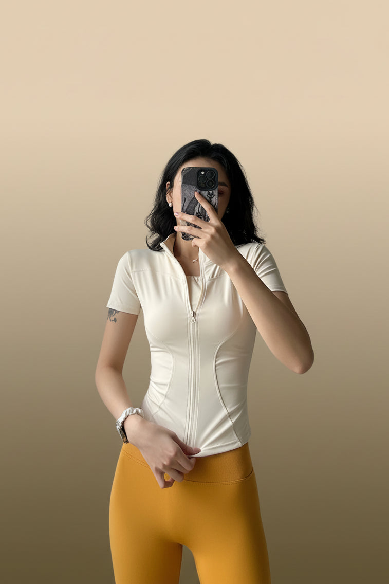 Women Quick Dry Zip Up Yoga Training Top