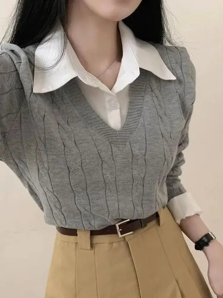 Winter V-Neck Sweater Women