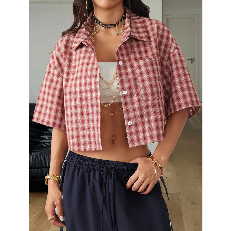 Women's Plaid Crop Shirt