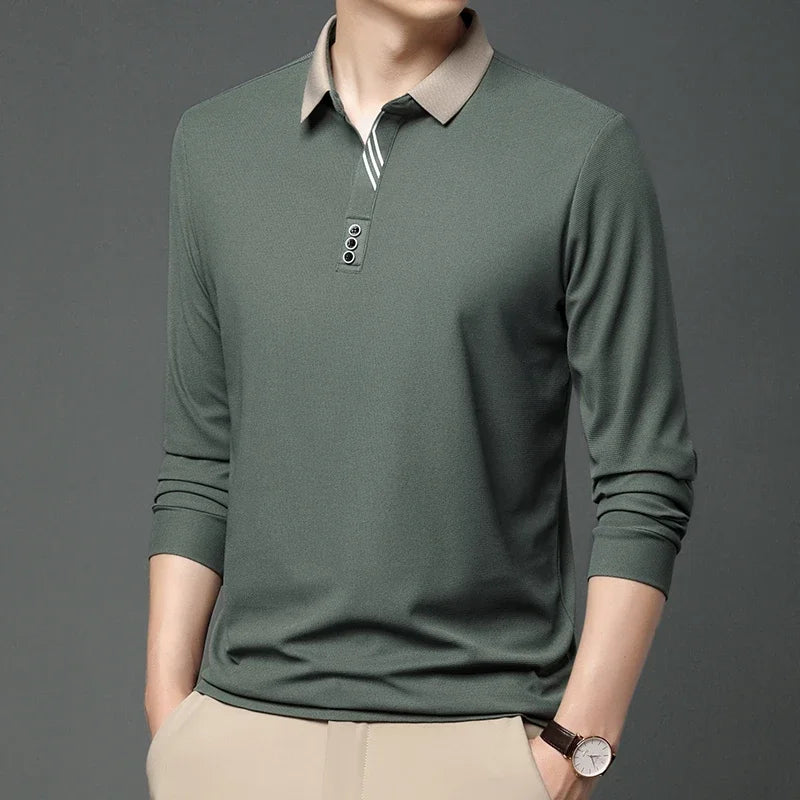 Men's Solid Color Business Casual Polo Shirt