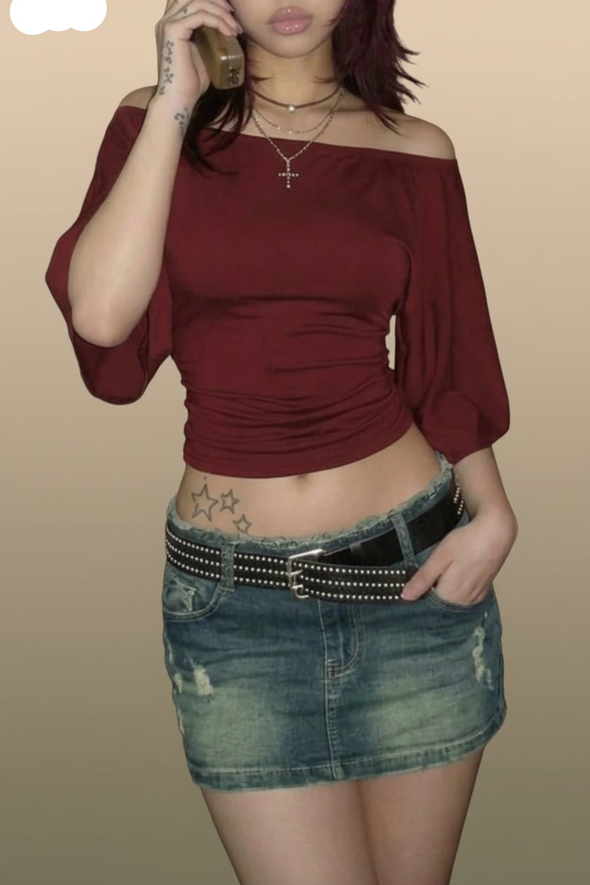 Women's Ruched Off Shoulder Top