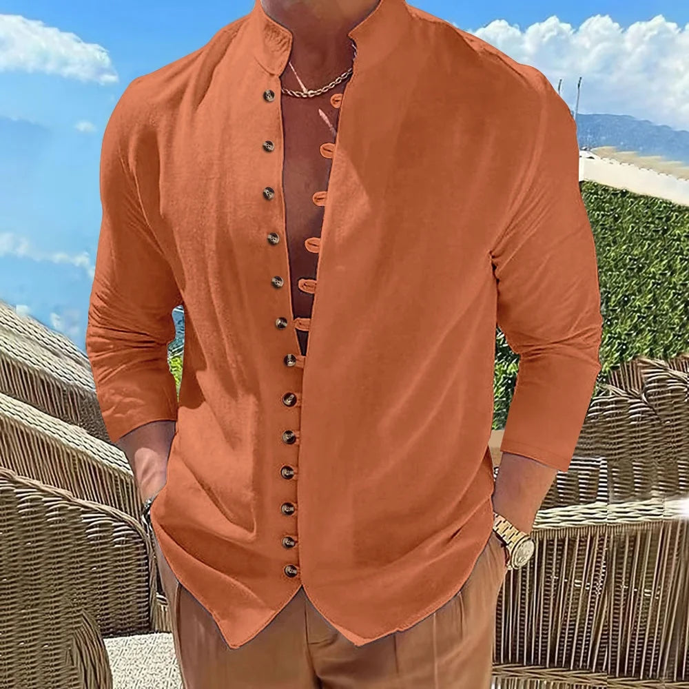 Best-Selling Men’s Cotton Linen Long-Sleeve Casual Shirt