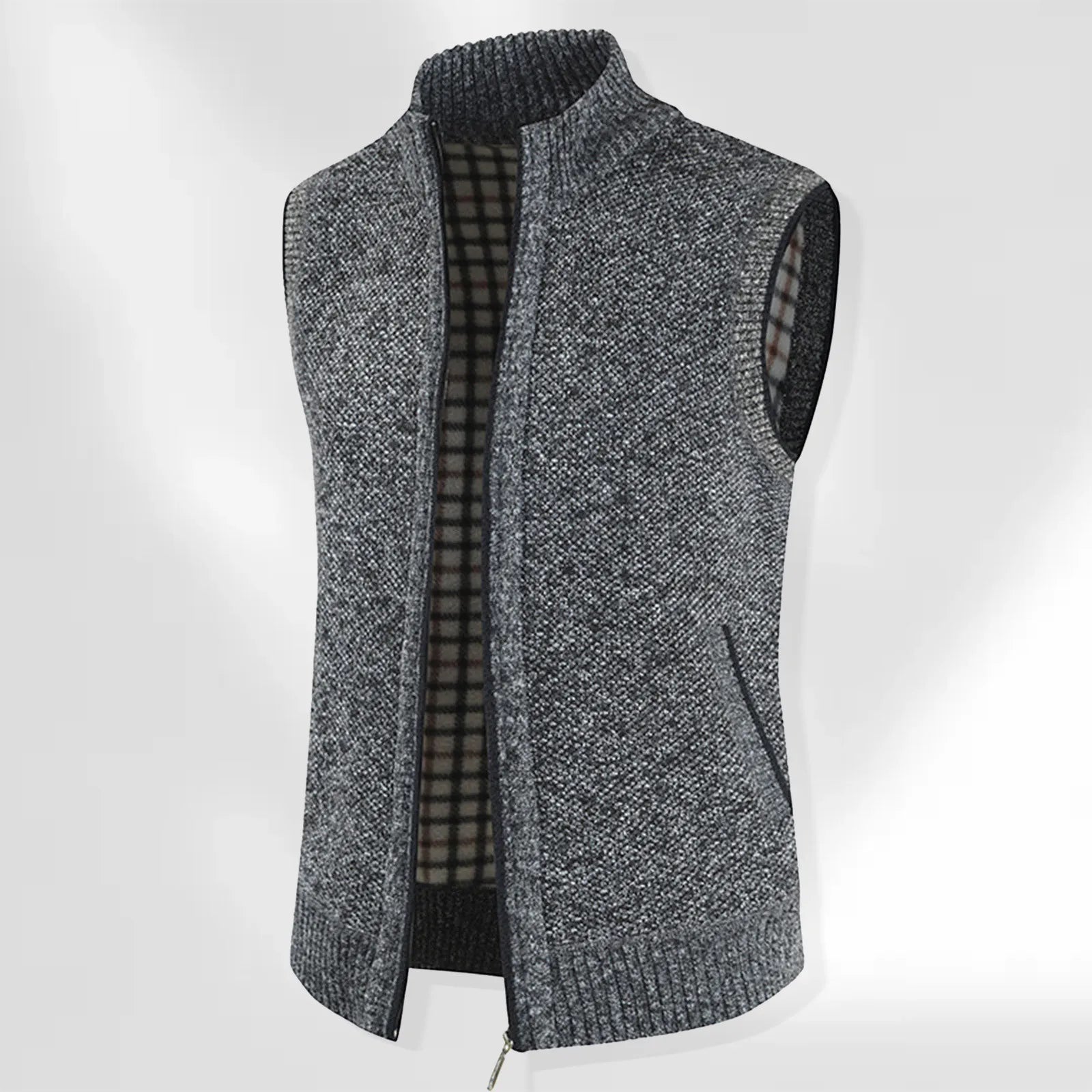 Plaid Turtleneck Sweater Vest