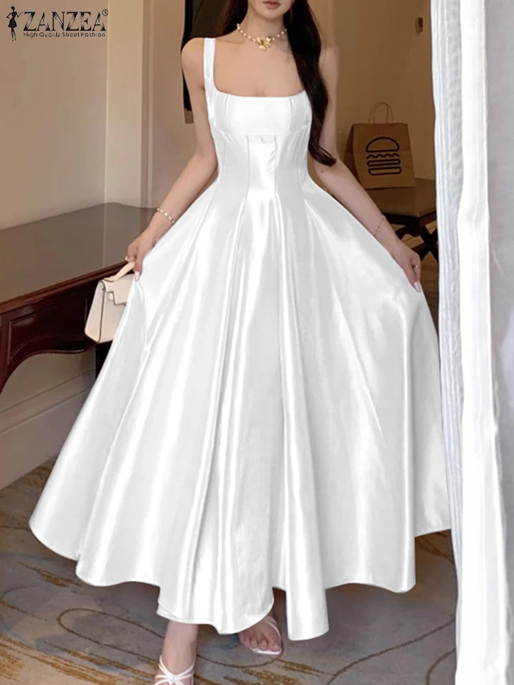 Women’s Satin Square Neck Maxi Dress