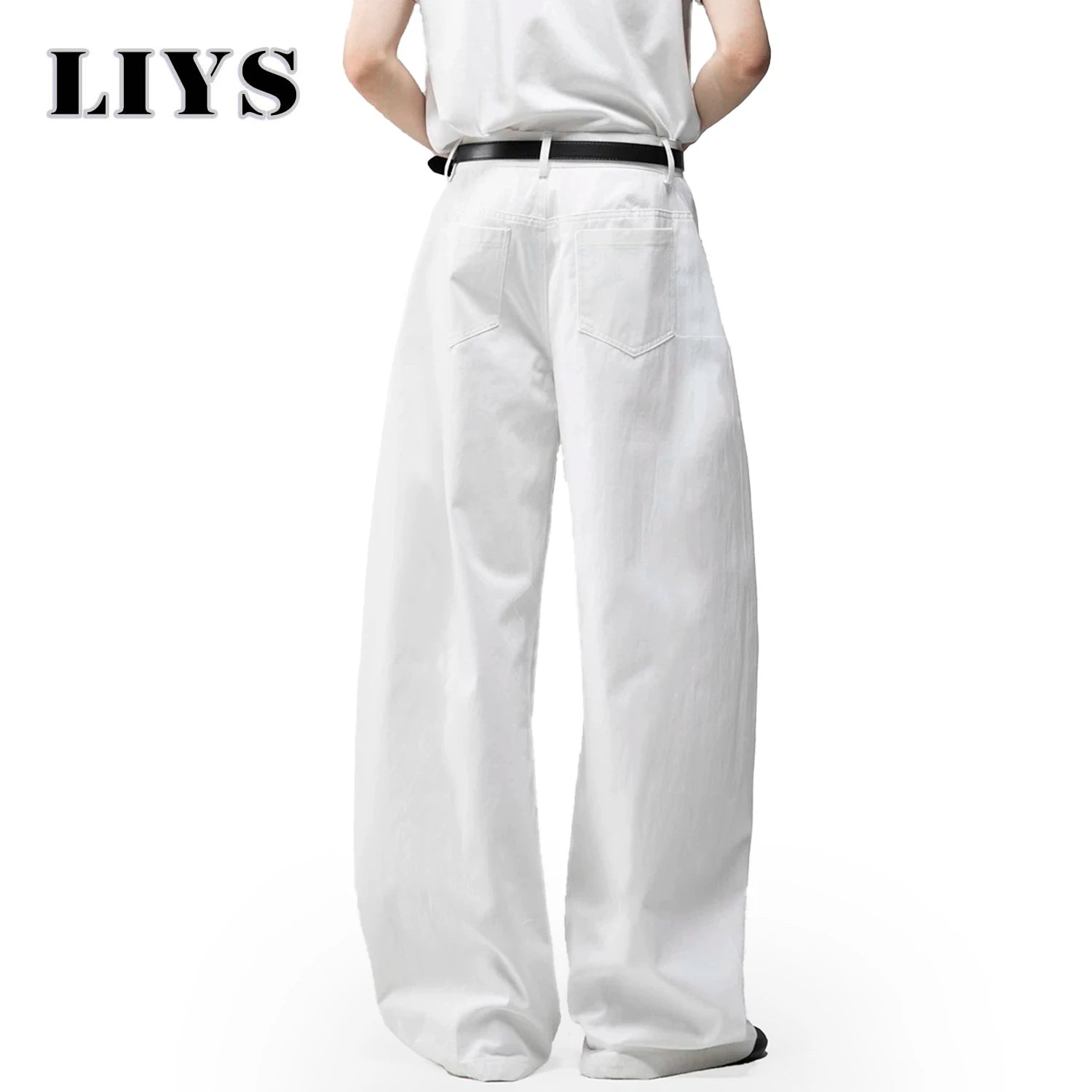 Men’s White Baggy Wide-Leg Cotton Jeans