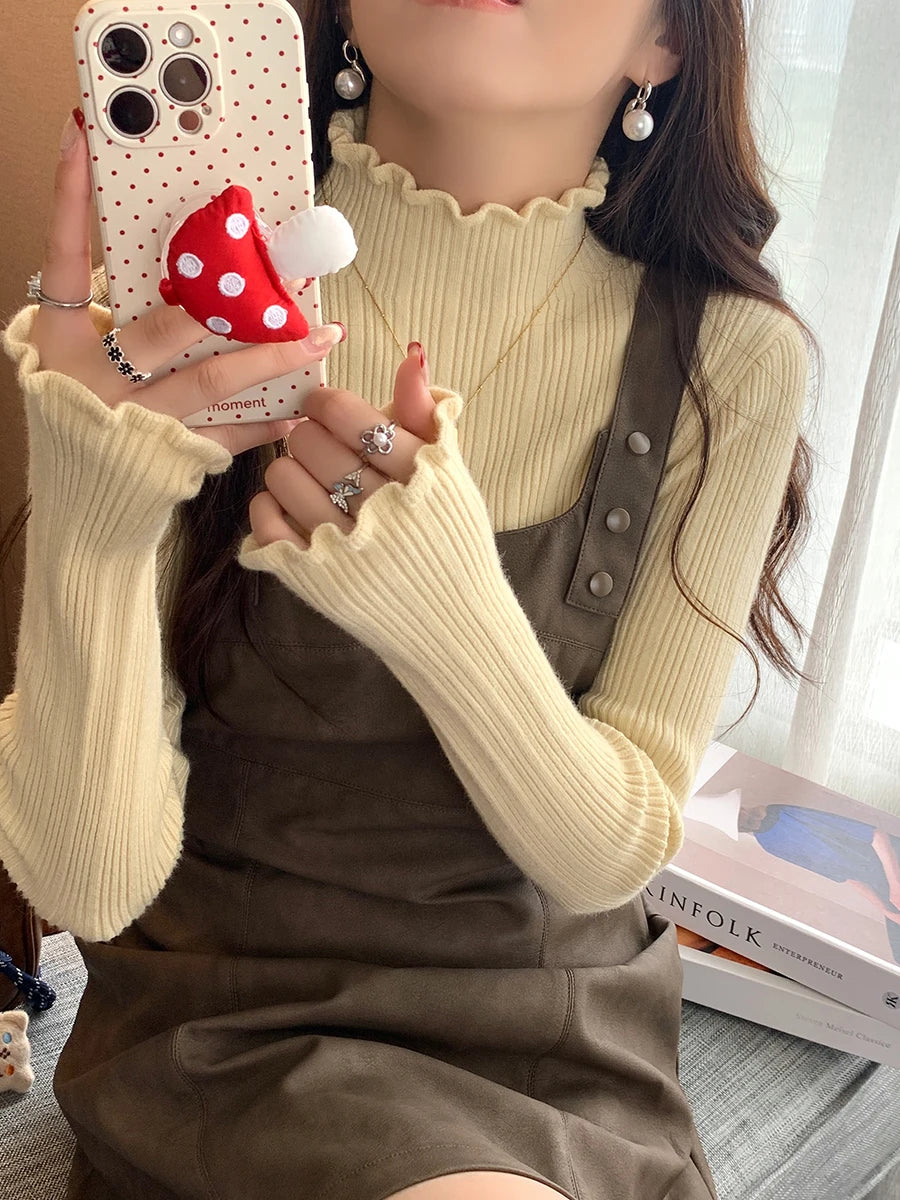 Ruched Turtleneck Sweater