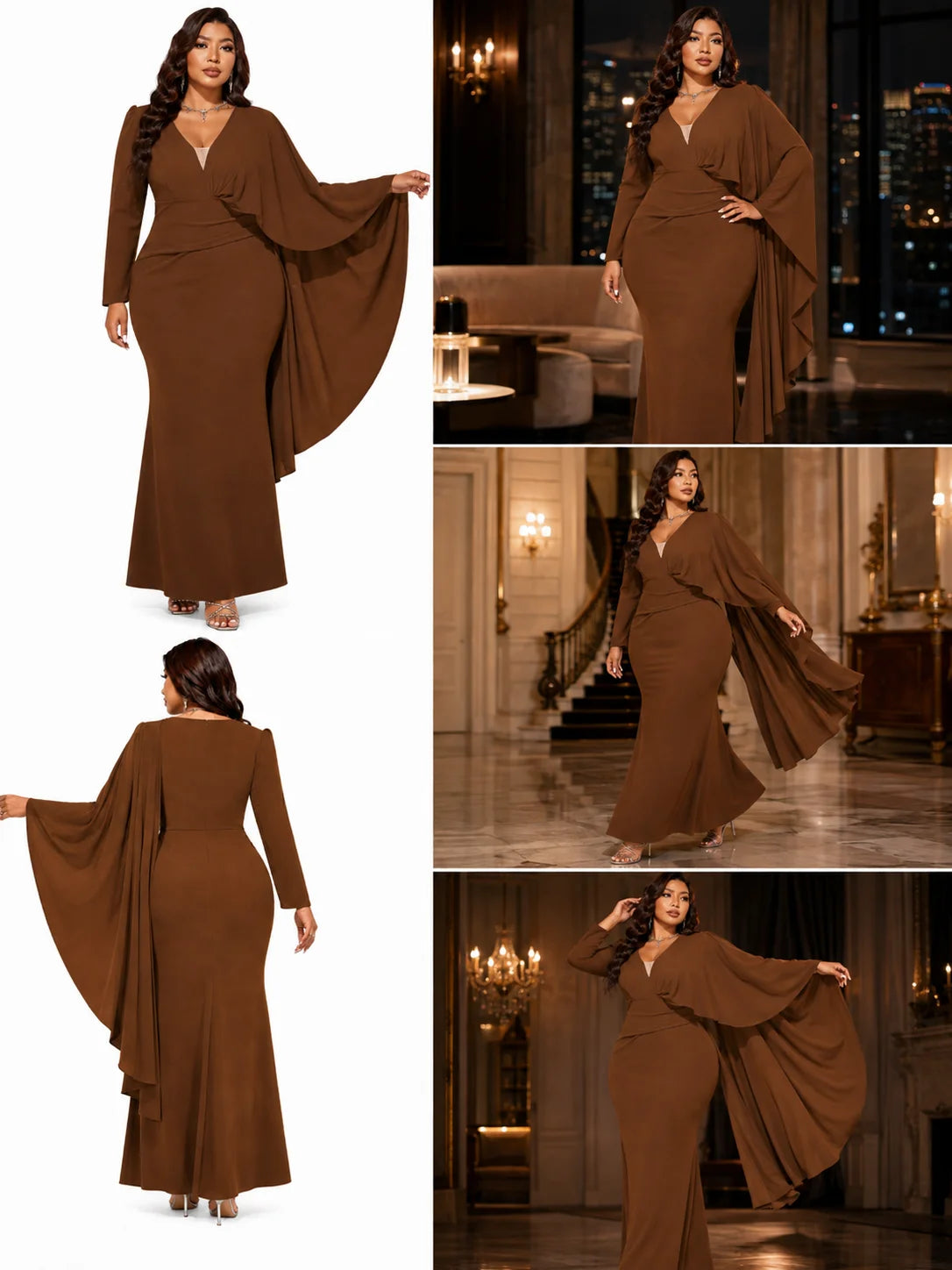 Chocolate Brown Mermaid Maxi Dress