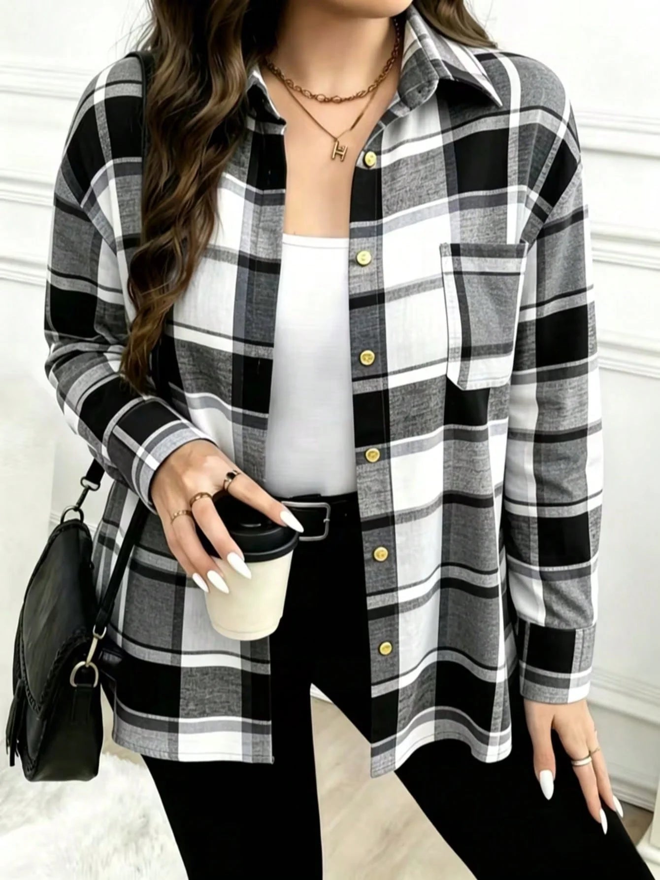 Women’s Plaid Button-Down Flannel Shacket