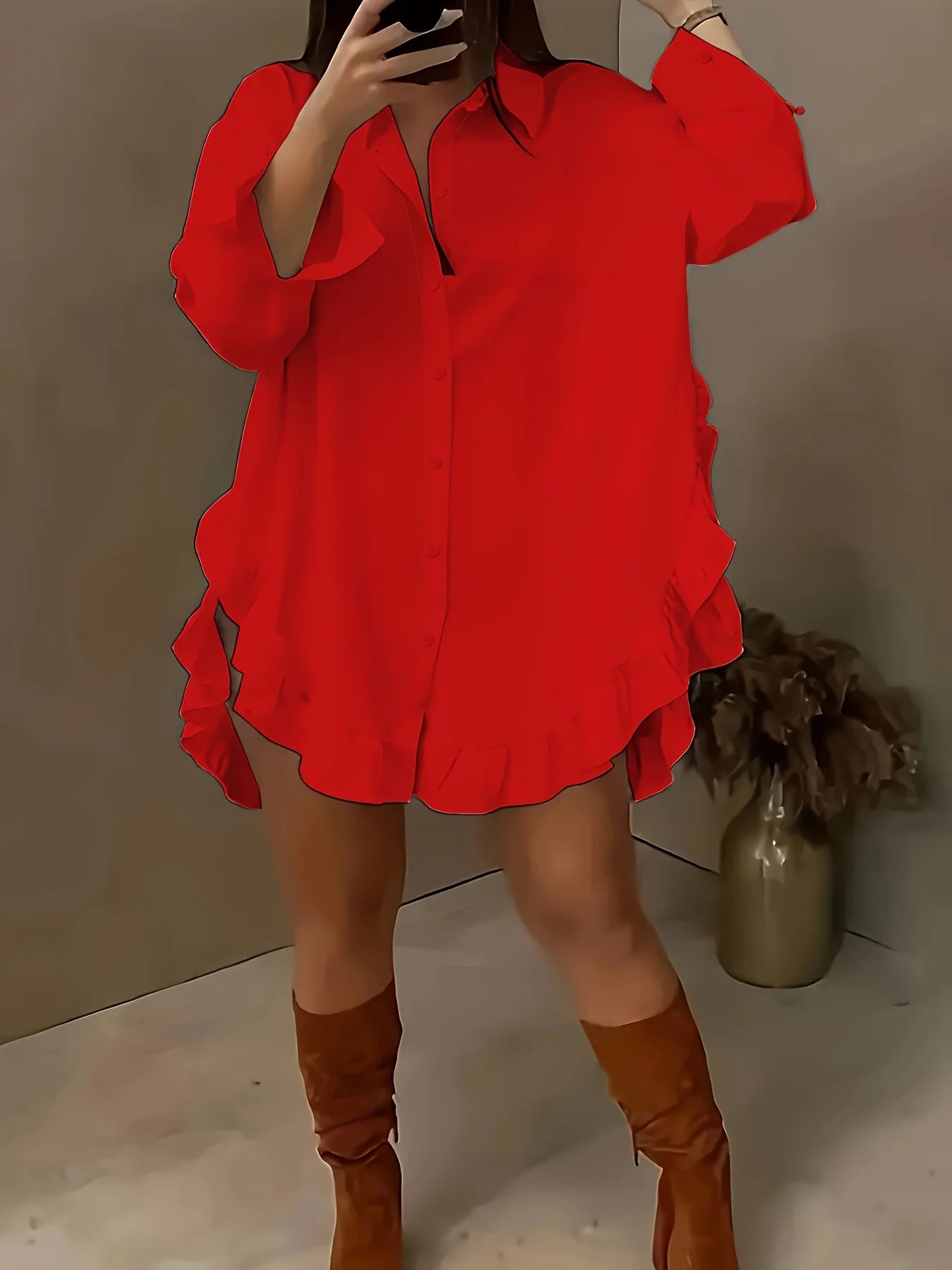 Pleated Lace Hem Shirt