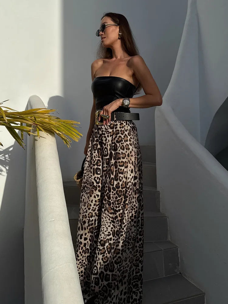 Women Leopard Satin Pants