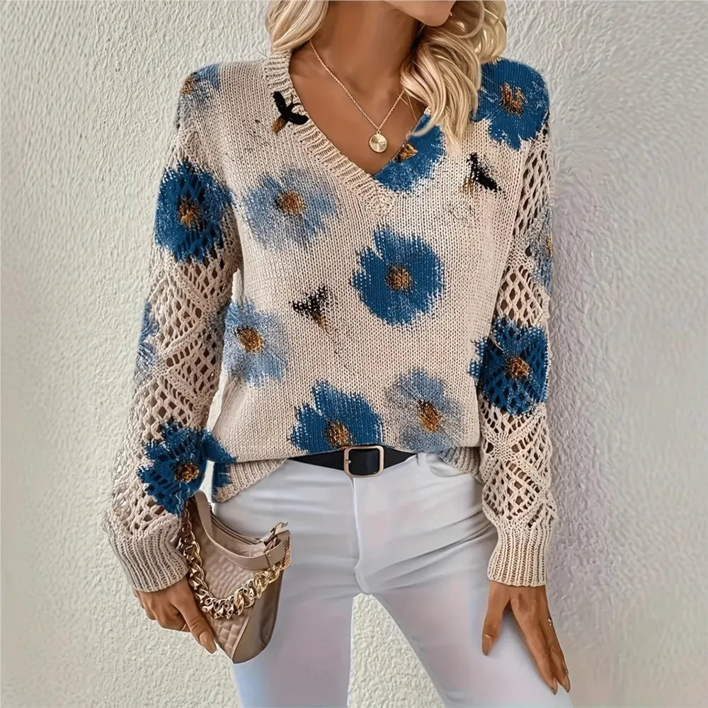 Bohemian Floral Print Sweater