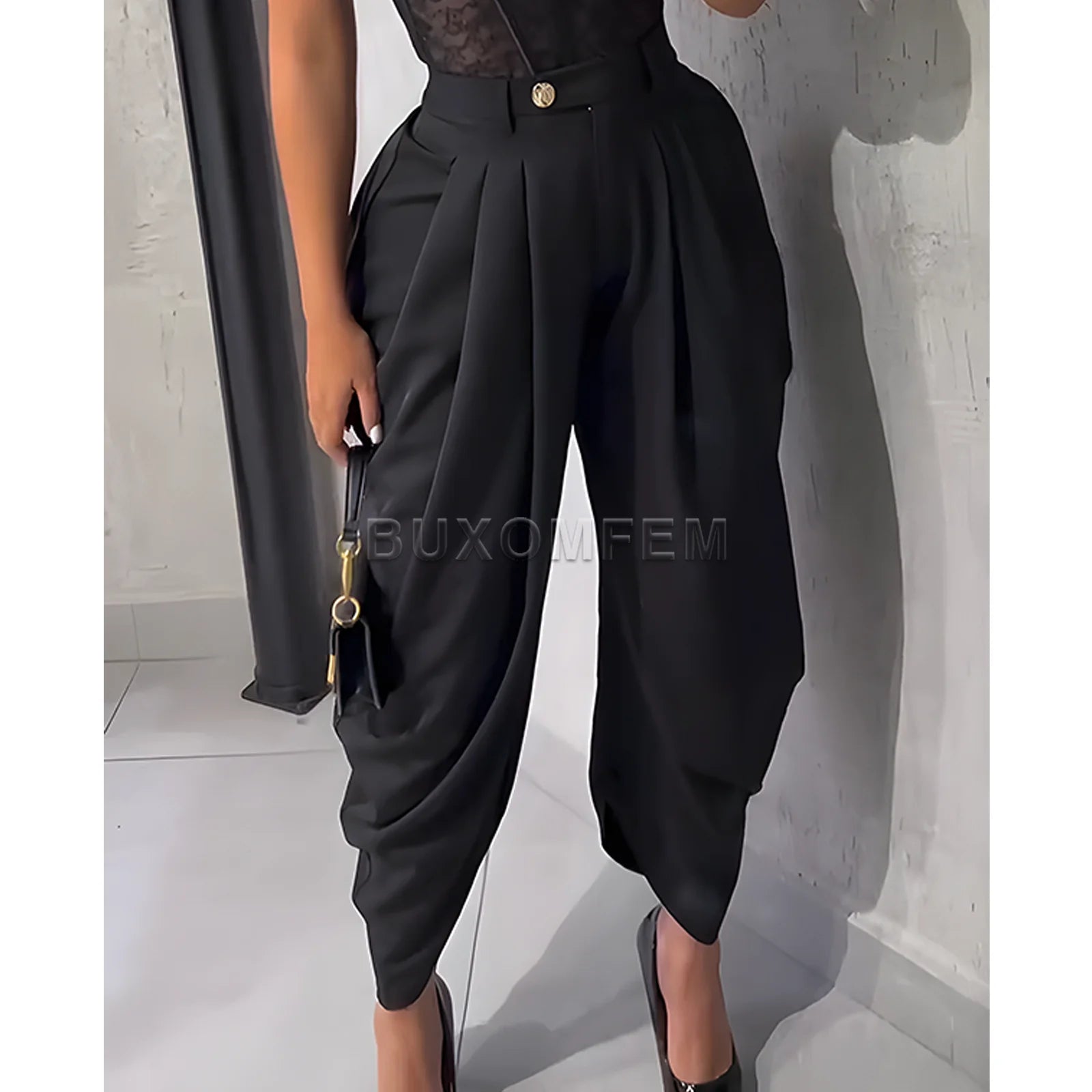 High Waisted Loose Pleated Pants