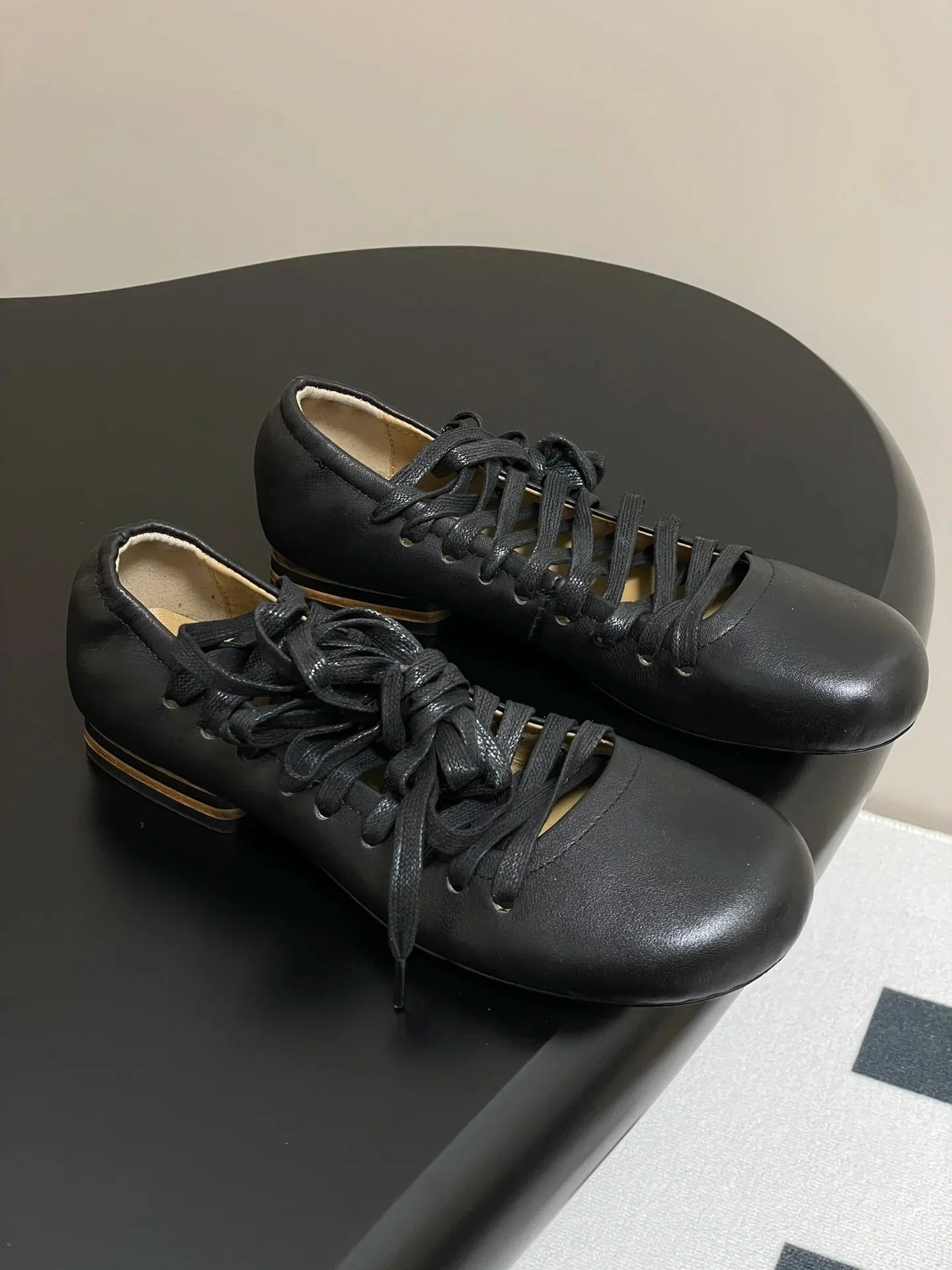 Lace-Up Leather Pumps