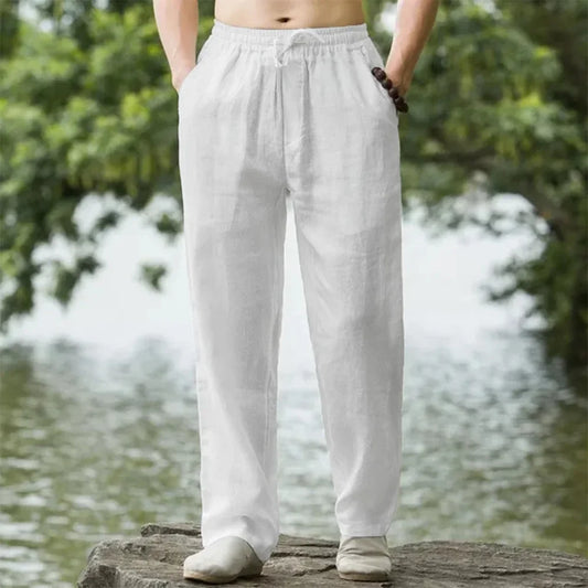 Men's Cotton Linen Beach Jogger Pants