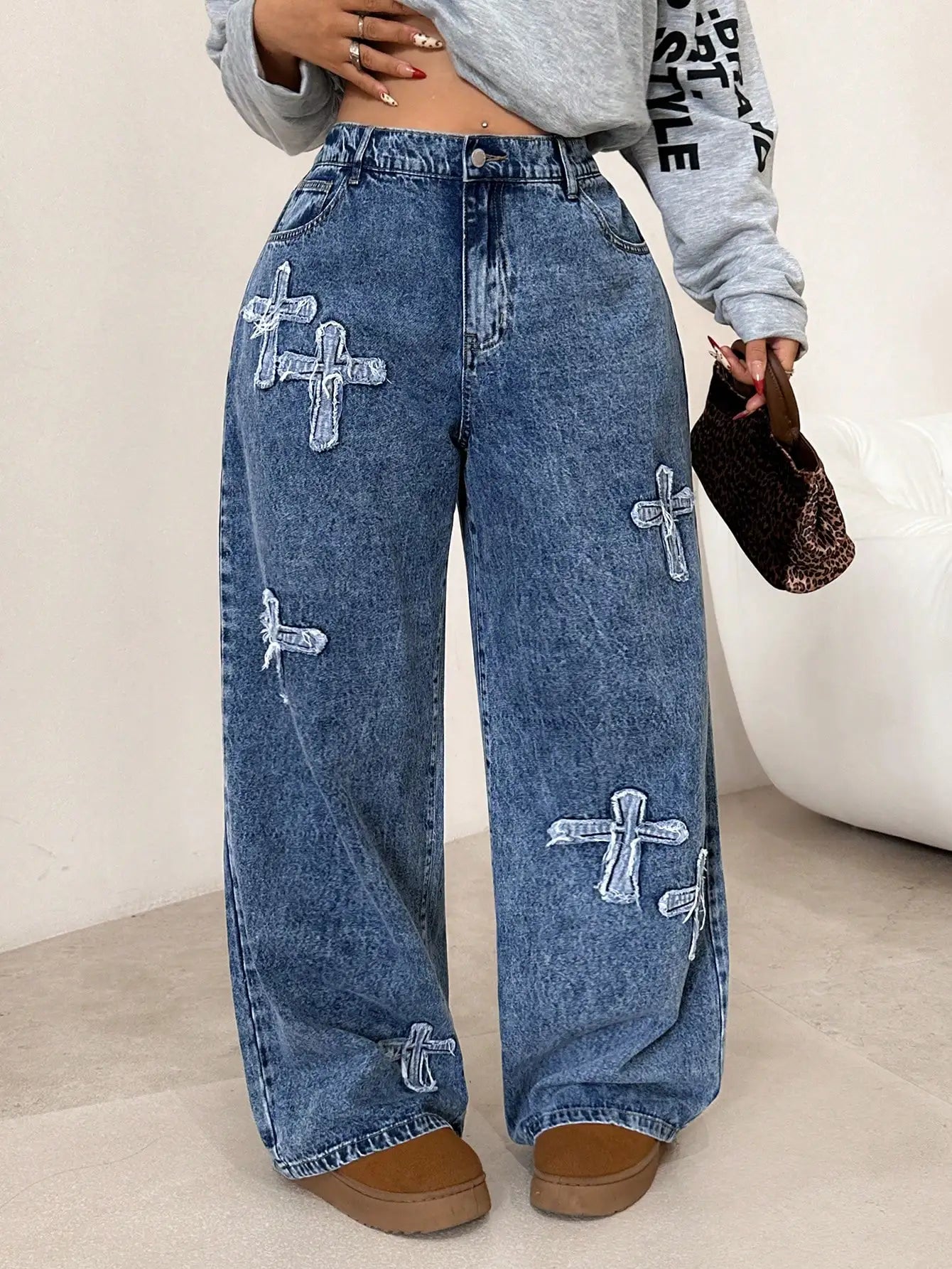 Patchwork Wide Leg Jeans