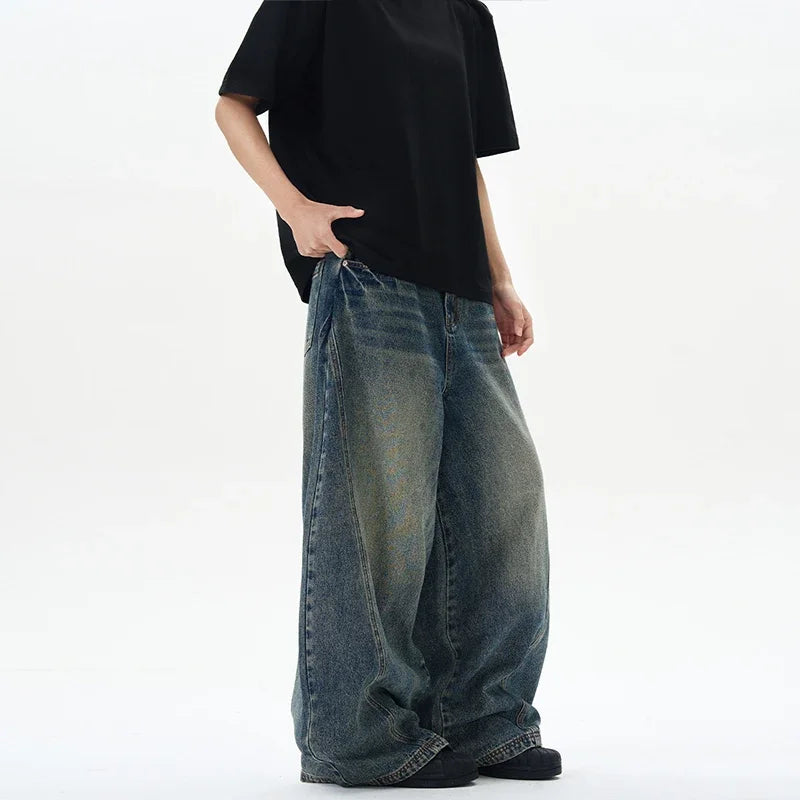 Men's vintage patchwork jeans