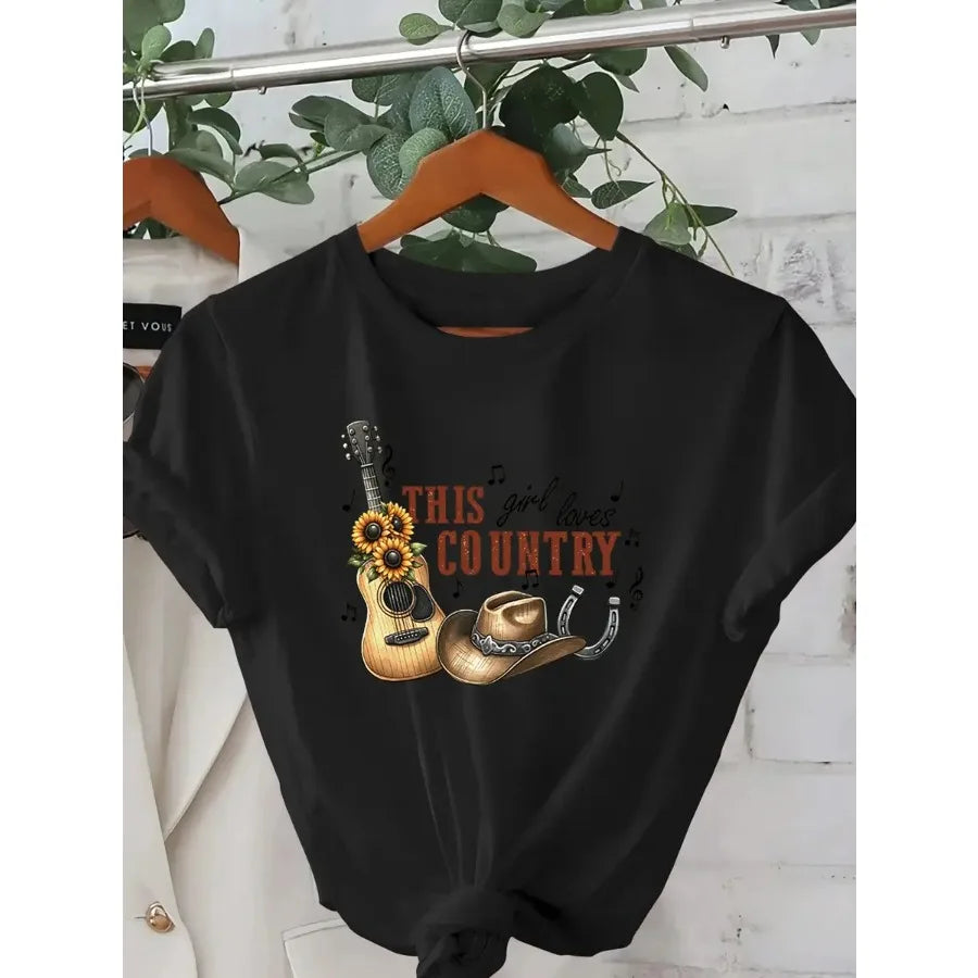 Women This Girl Loves Country Graphic T Shirt