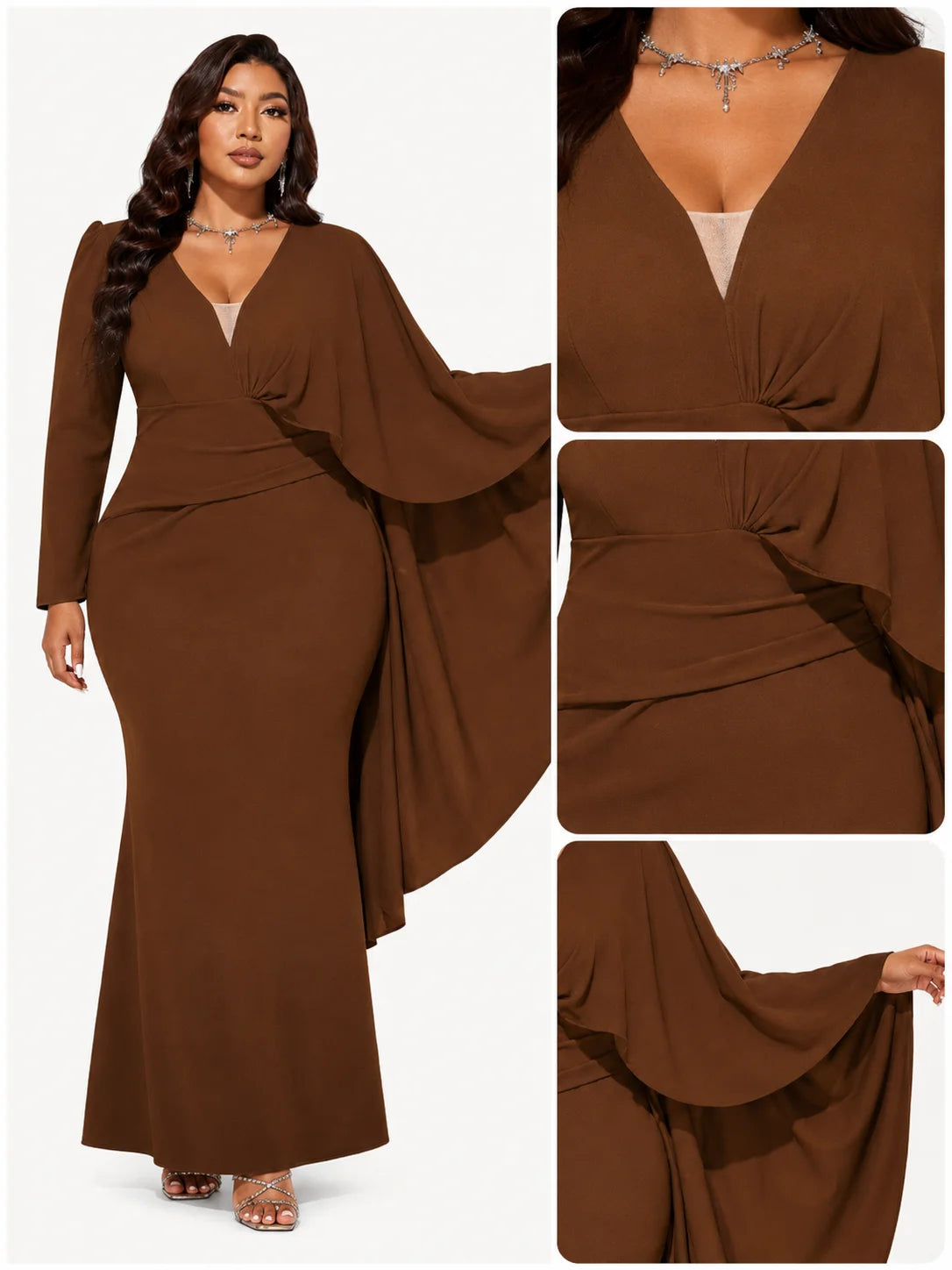 Chocolate Brown Mermaid Maxi Dress