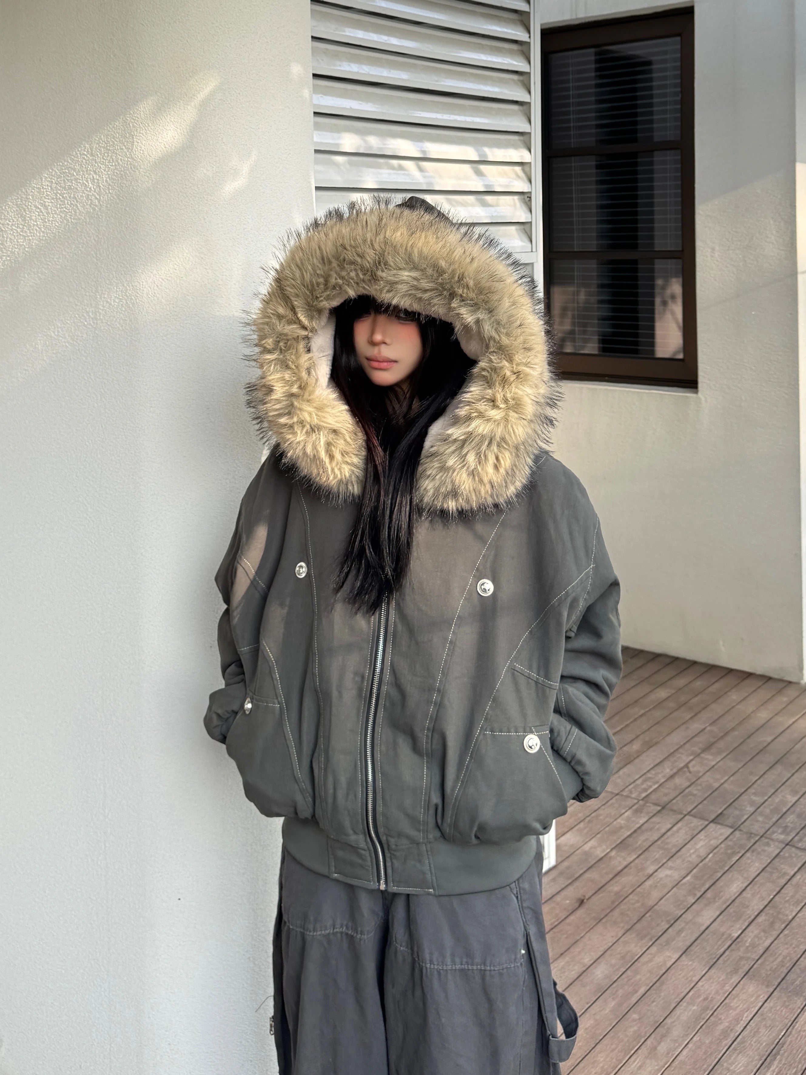 Fur Collar Zip Hoodie