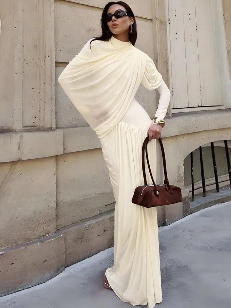 Elegant Ruched Shawl Dress