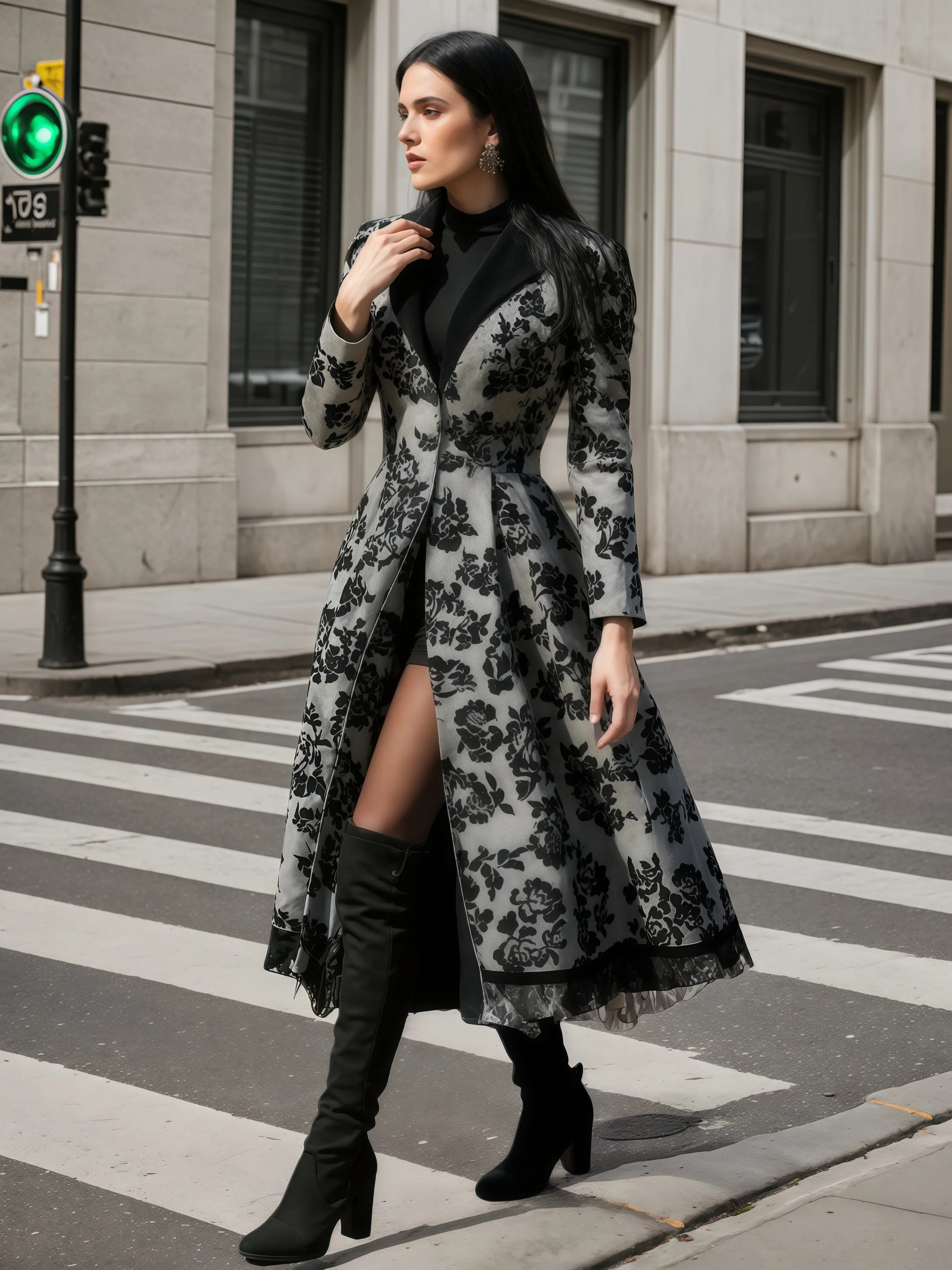 Lace Patchwork Long Windbreaker