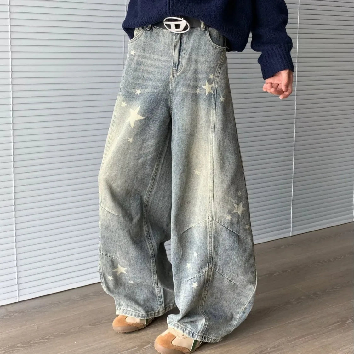 Print Straight Leg Jeans