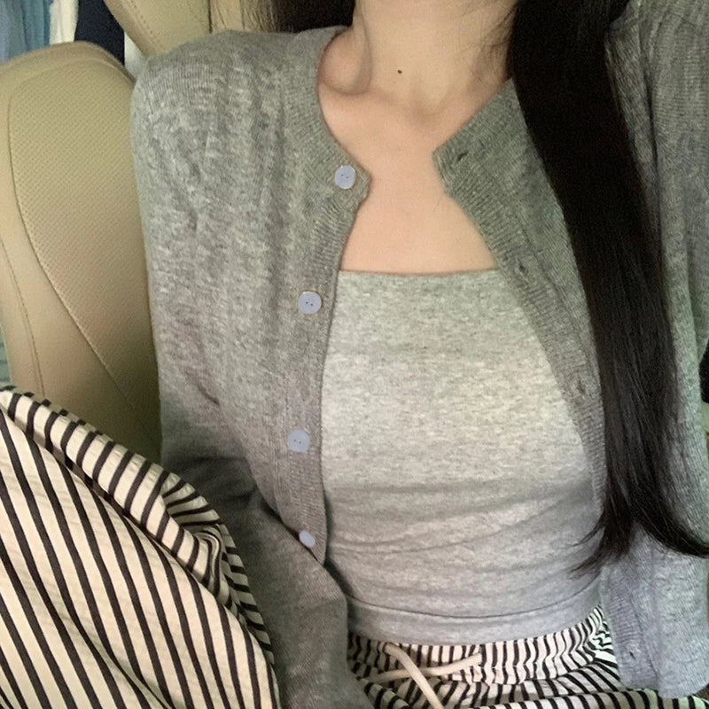 Red Crop Knit Cardigan