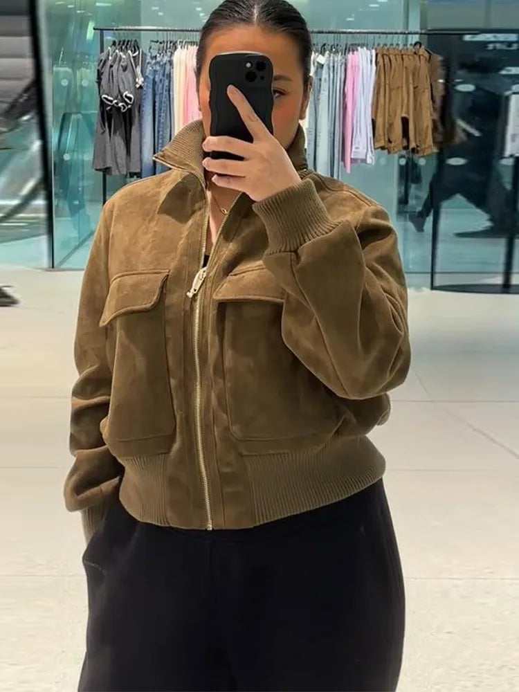 Women’s Vintage Faux Suede Cropped Jacket