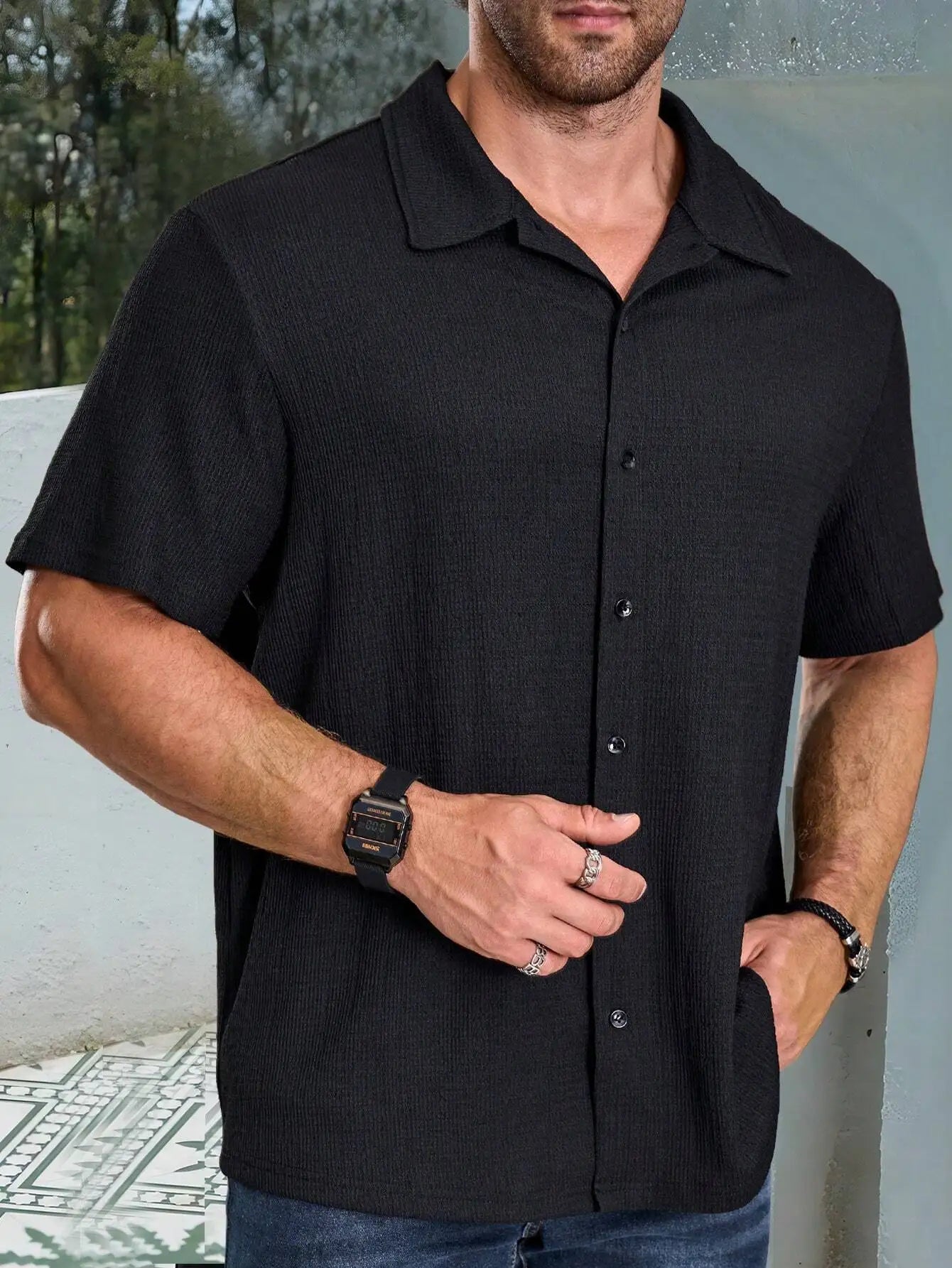 Men's Plus Size Casual Button Up Shirt