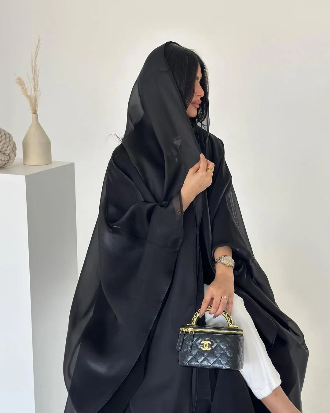 Women Silky Abaya with Scarf