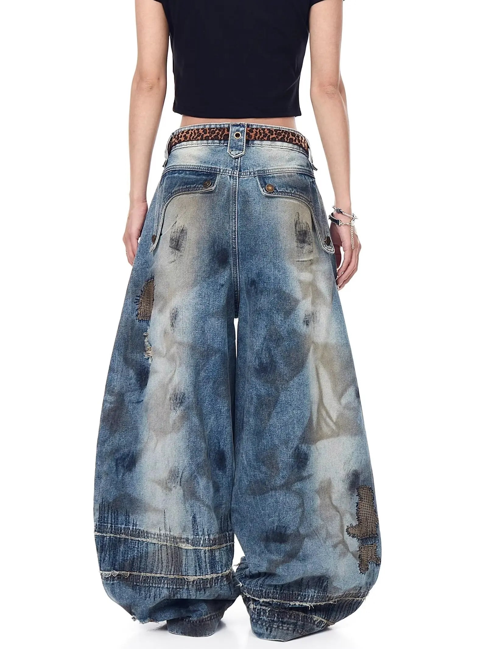 Women's Embroidered Wide Leg Y2K Jeans