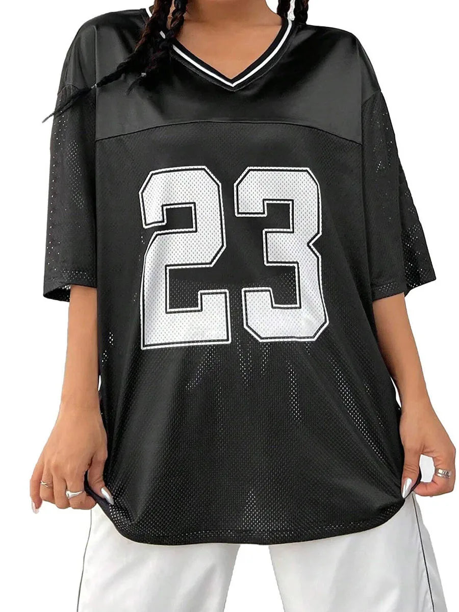 V-Neck Number Print Tee