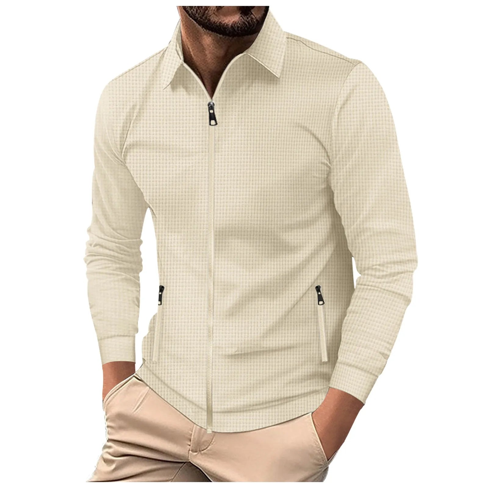 Mens Zippered Knit Cardigan