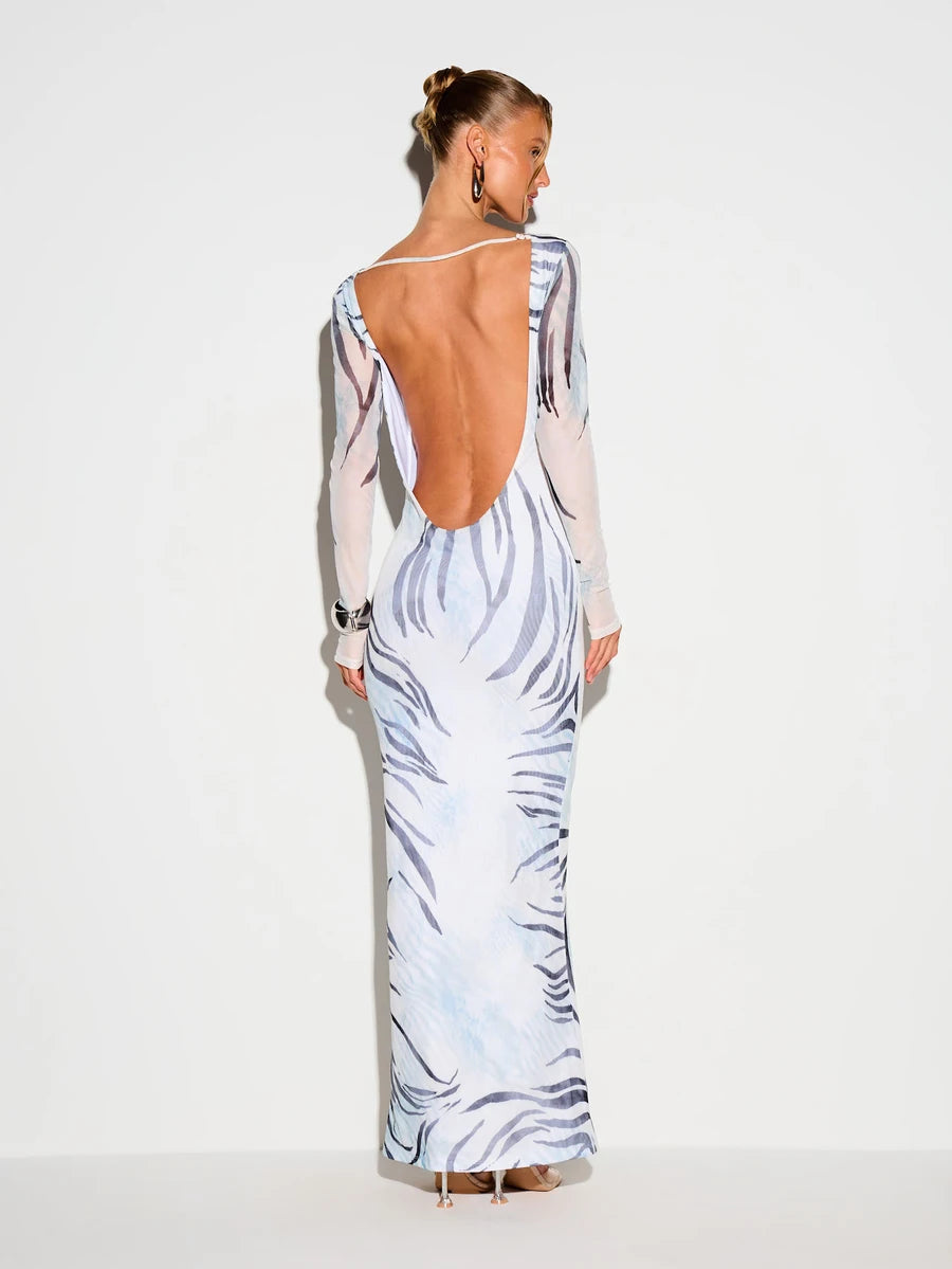 Women's Zebra Print Maxi Dress