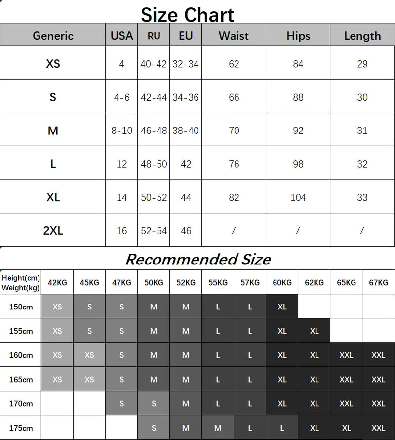 Size guide for Women's High Waist Denim shorts