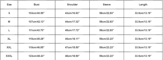Size guide for Women's Fuzzy Cardigan
