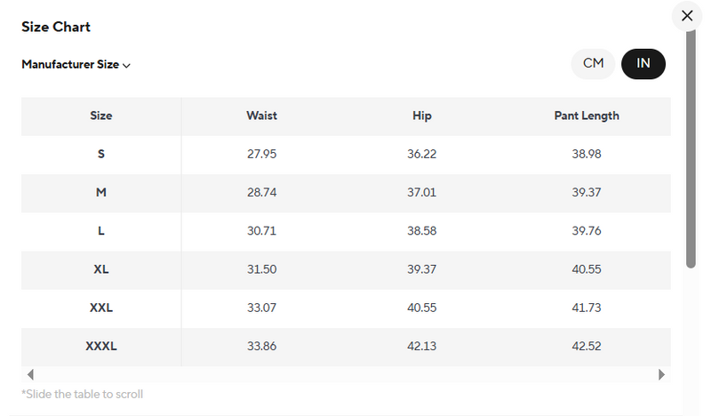 Size guide for Print Straight Leg Jeans