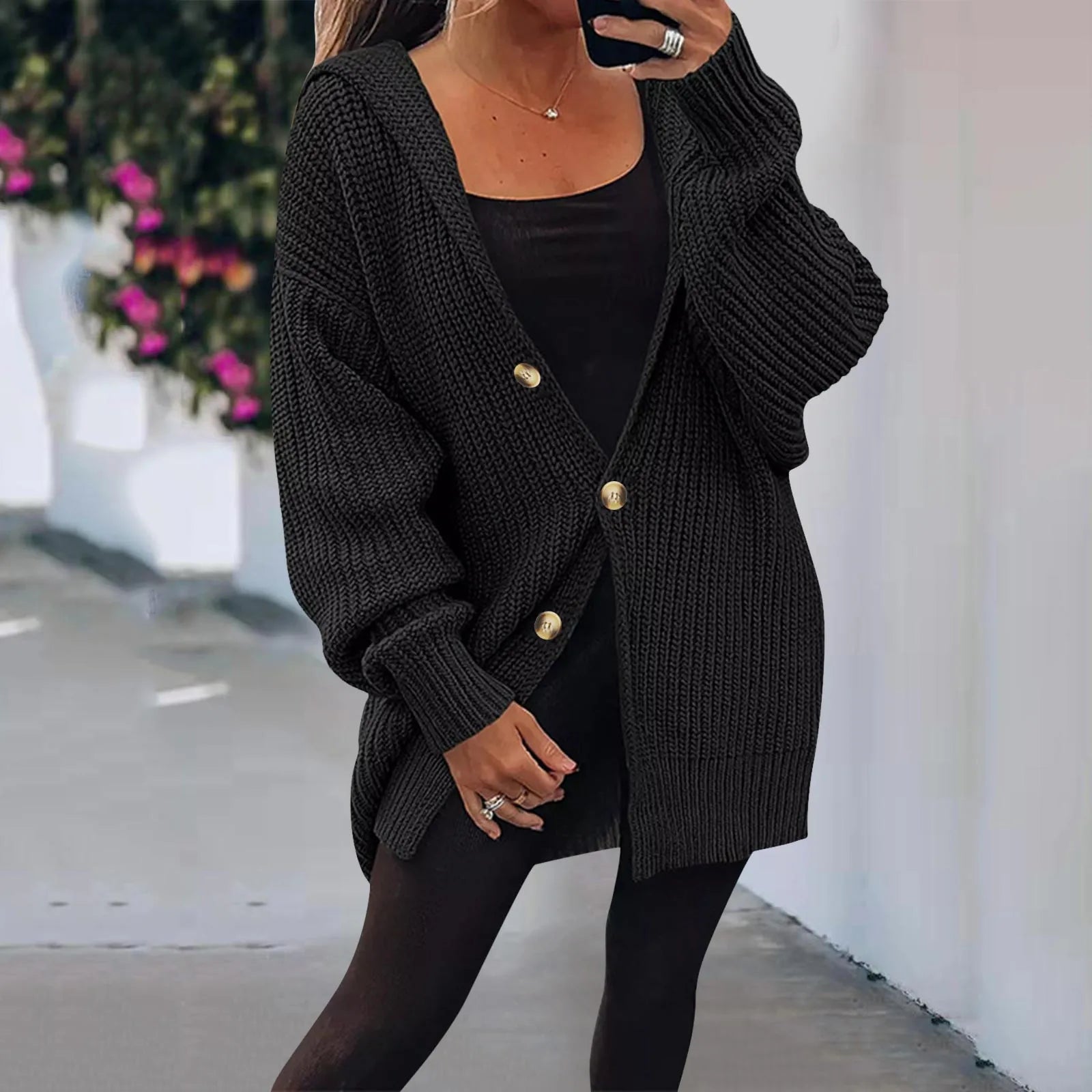 Hooded Knit Cardigan Coat