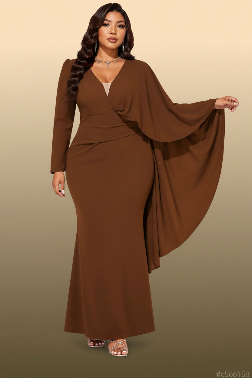 Chocolate Brown Mermaid Maxi Dress