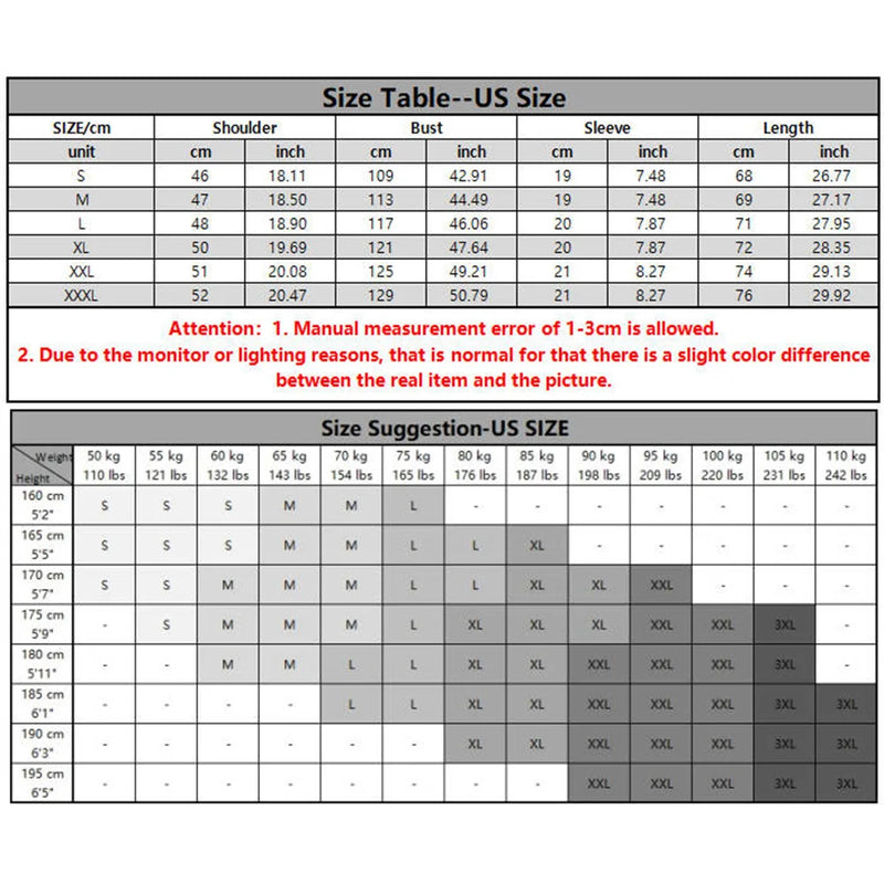 Size guide for Men Linen Casual Short Sleeve T Shirt