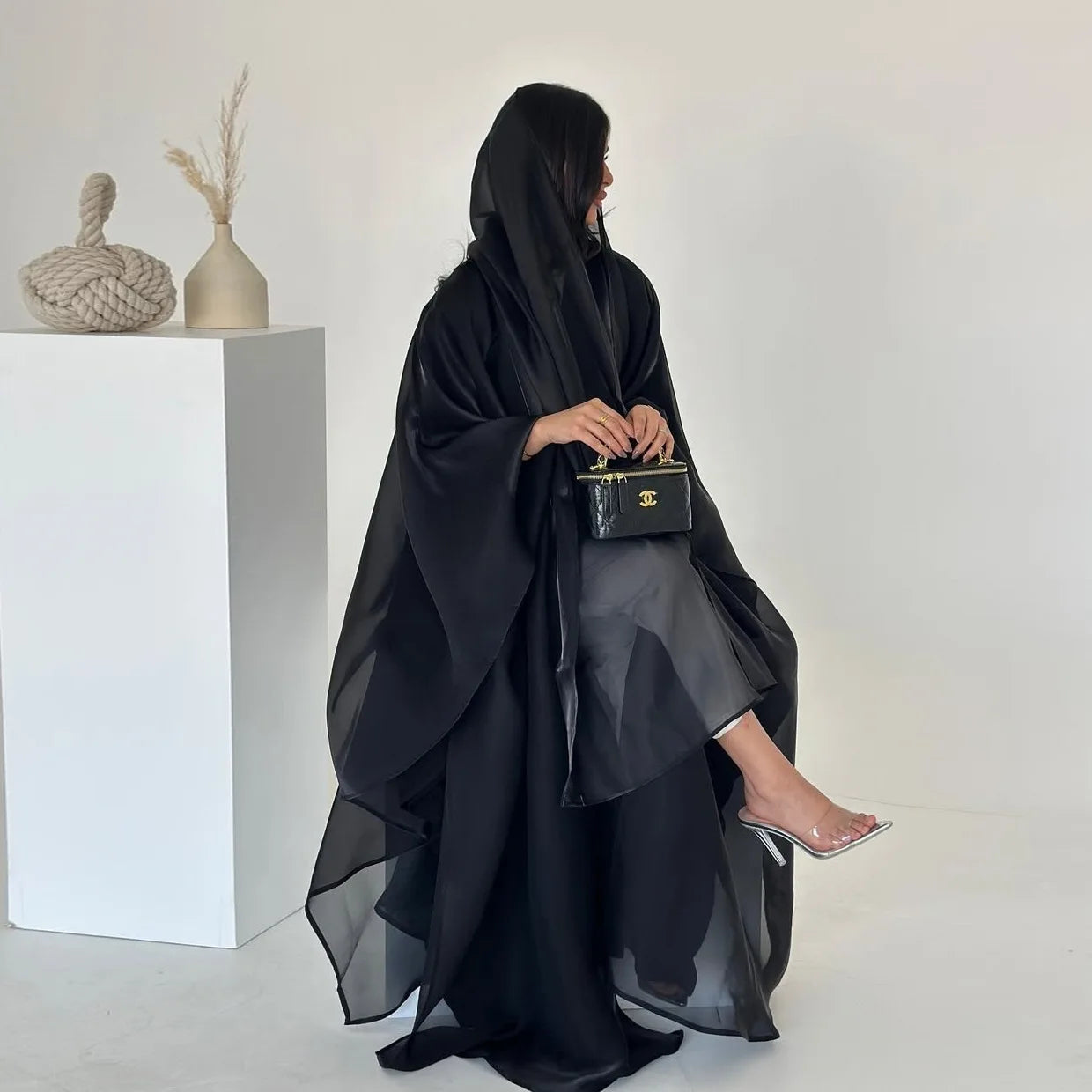 Women Silky Abaya with Scarf