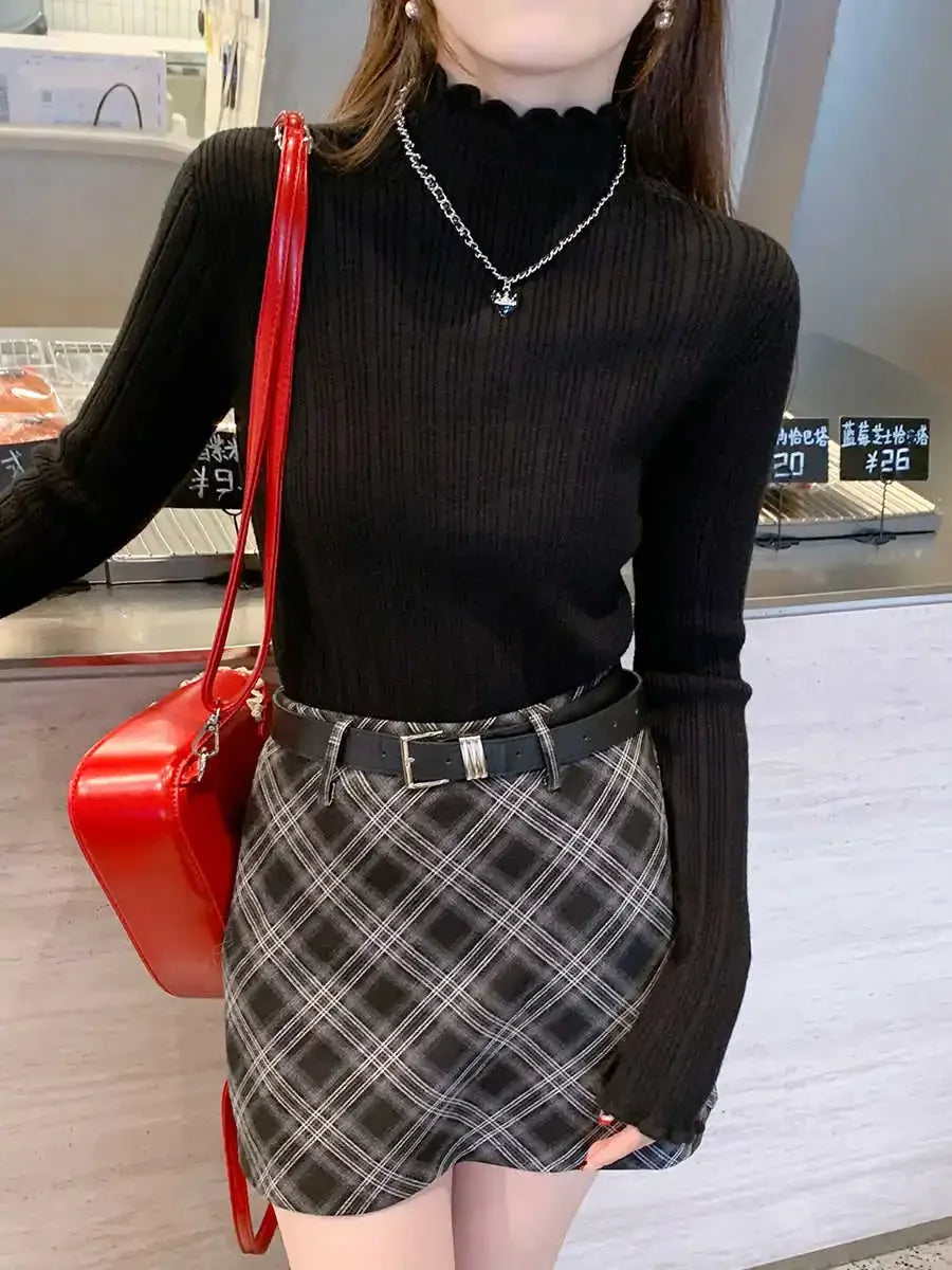 Ruched Turtleneck Sweater