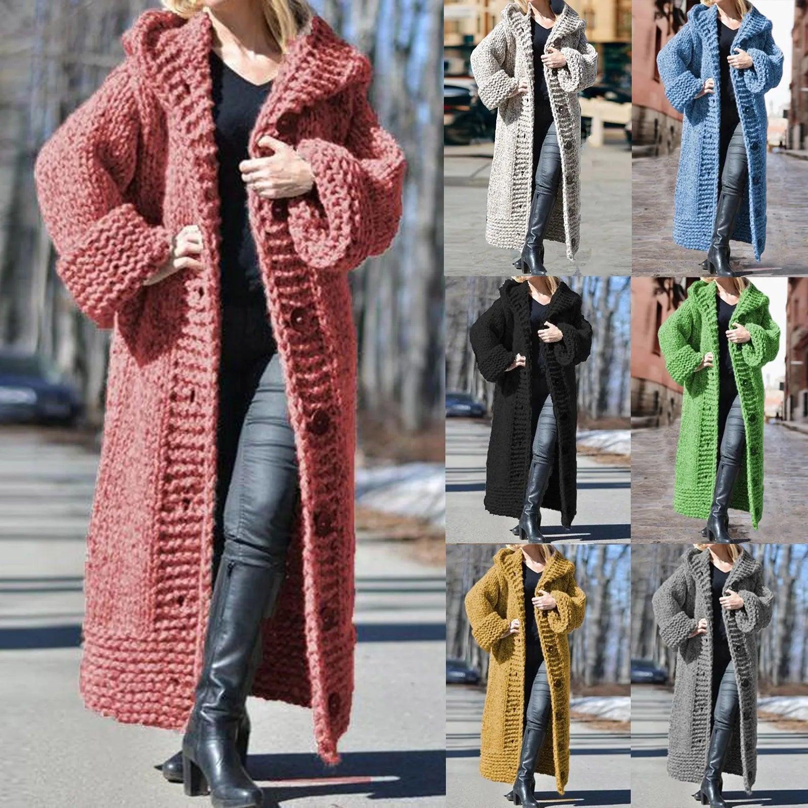 Long Knitted Cardigan Coat